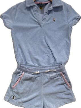 Ralph Lauren Pastel Blue Terry Polo short set